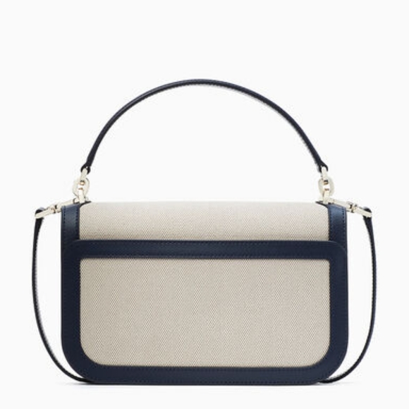 kate spade Audrey Canvas Top Handle Flap Crossbody, Color: Blazer Blue Multi - Picture 3 of 15